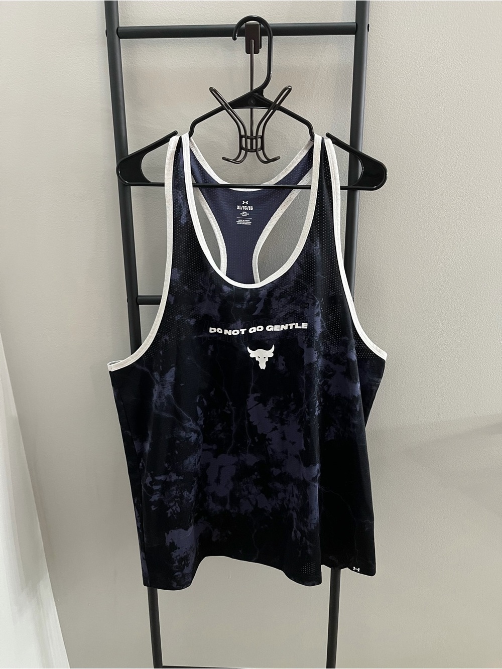 Under Armour Black Tie-Dye Racerback Tank with White Trim